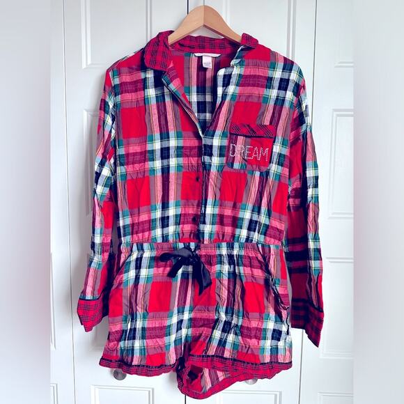 Victoria’s Secret Plaid Rhinestone Romper Size Large - Picture 4 of 11